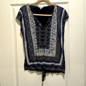 Lucky Brand Blue Boho Tie Front Blouse - Size Medium- Excellent Condition‎